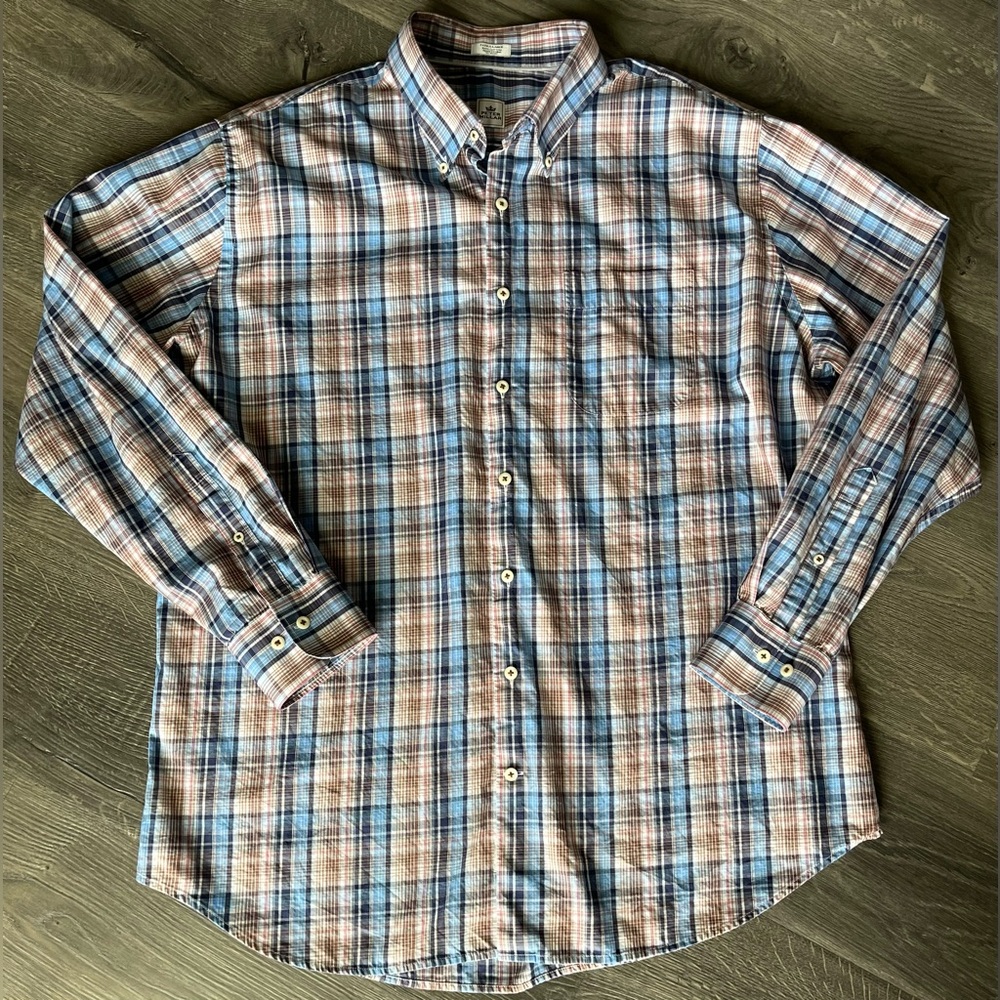 Peter Millar Dress Shirt Men’s XL Plaid Long Sleeve Button Up